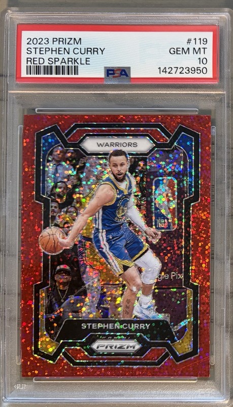 2023-24 Panini Prizm STEPHEN CURRY Red Sparkle Prizm PSA 10