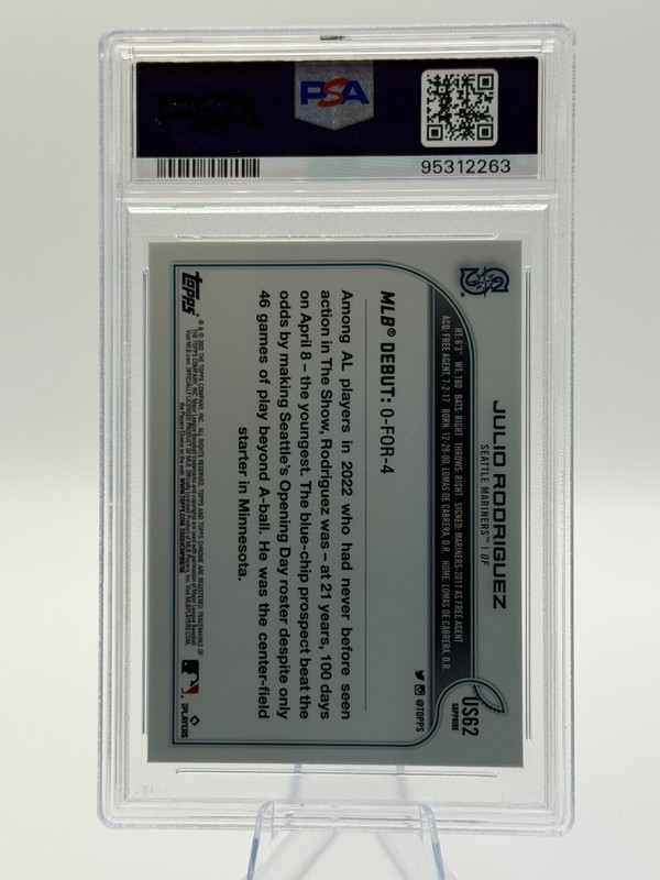 PSA 10 2022 Topps Chrome Sapphire Update S/E Julio Rodriguez #62 Rookie RC  view 2