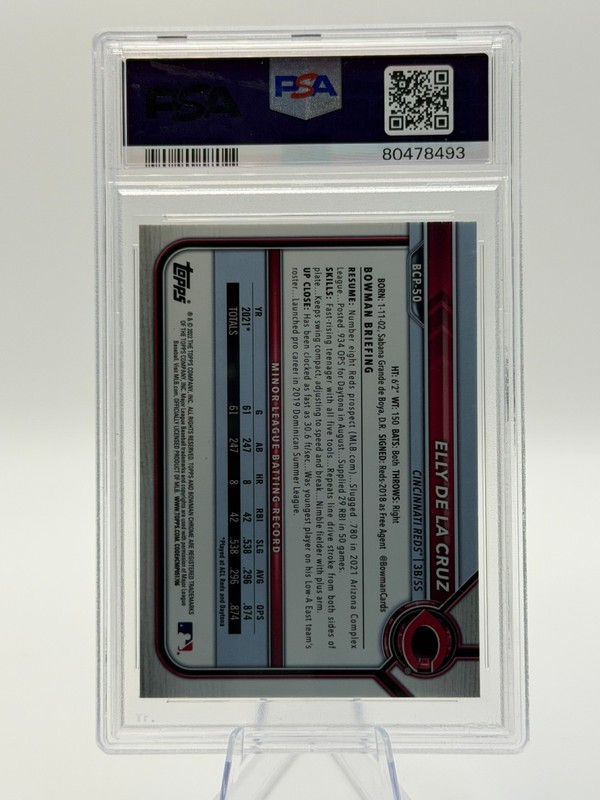 PSA 10  2022 Bowman Chrome Prospects Elly De La Cruz Rookie Gem Mint! Reds  view 2