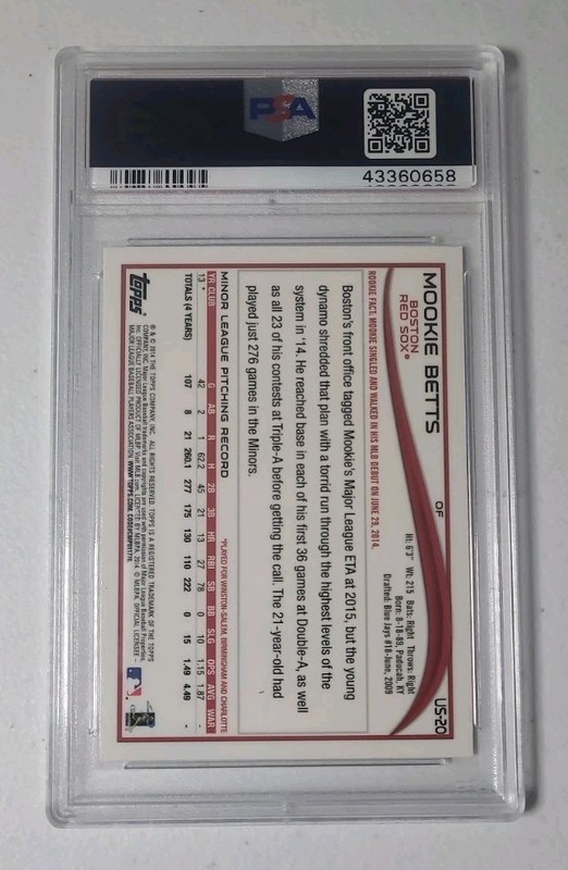 Mookie Betts 2014 Topps Chrome Update RC US-20 PSA 10 Rookie Card view 2