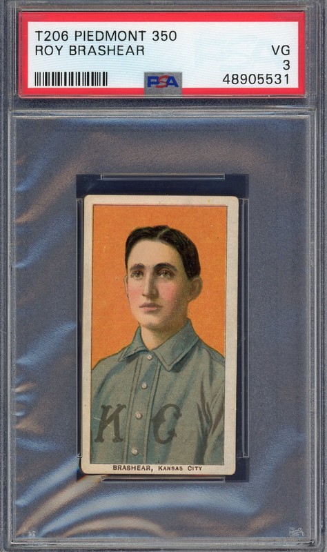 1909 T206 Piedmont 350 Tobacco Card PSA 3 Roy Brashear  Centered