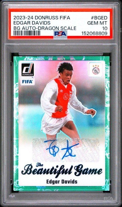 2023-24 Donruss Edgar Davids The Beautiful Game Dragon Scale Auto #/10 PSA 10