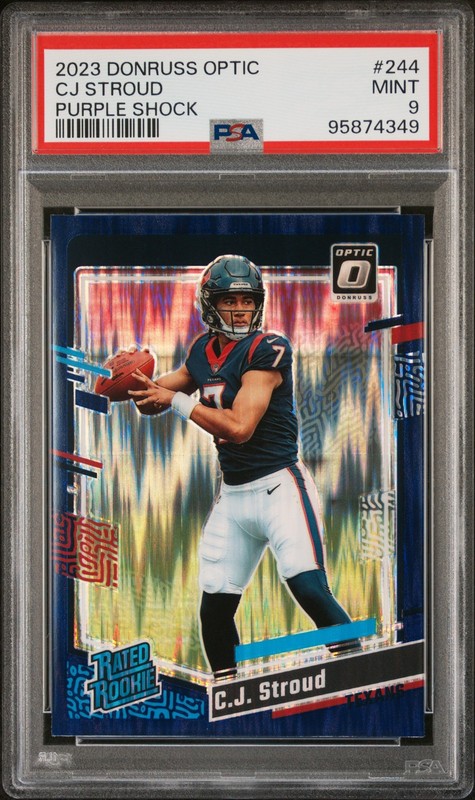 2023 Panini Donruss Optic #244 Cj Stroud Purple Shock PSA 9