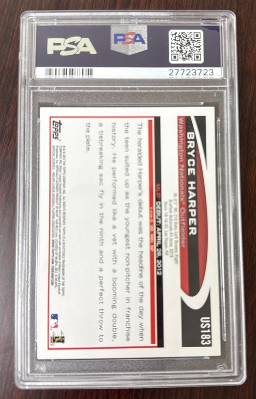 Bryce Harper, 2012 Topps Update RC, #US183, PSA 10 view 2