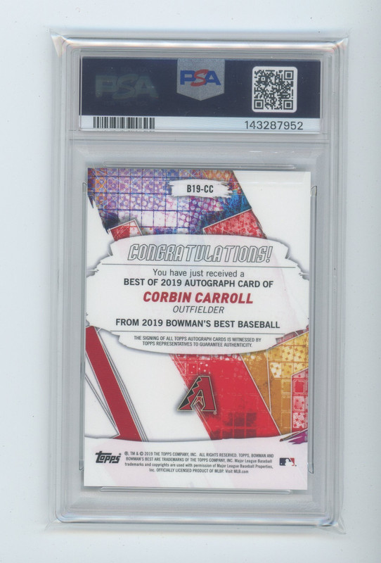 2019 Bowman's Best - #B19CC Corbin Carroll ON- Card AUTO PSA 10 view 2