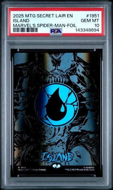 Island Magic The Gathering Secret Lair Marvel's Spider-Man Foil 1951 PSA 10