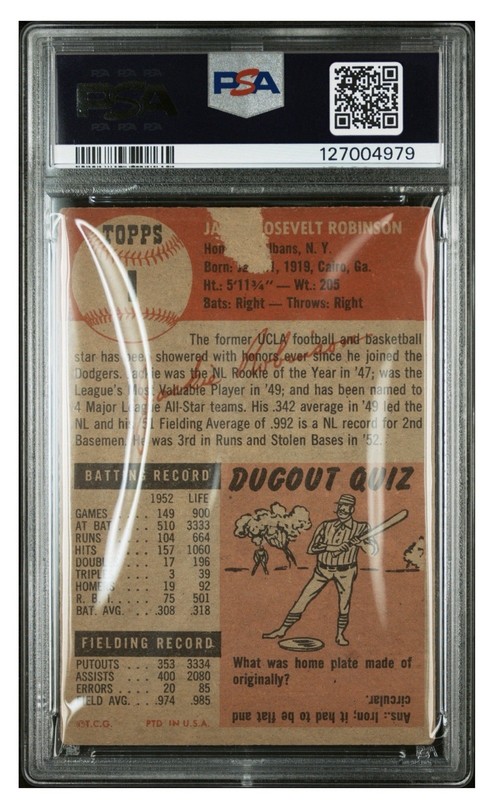 1953 Topps Jackie Robinson PSA 1 view 2