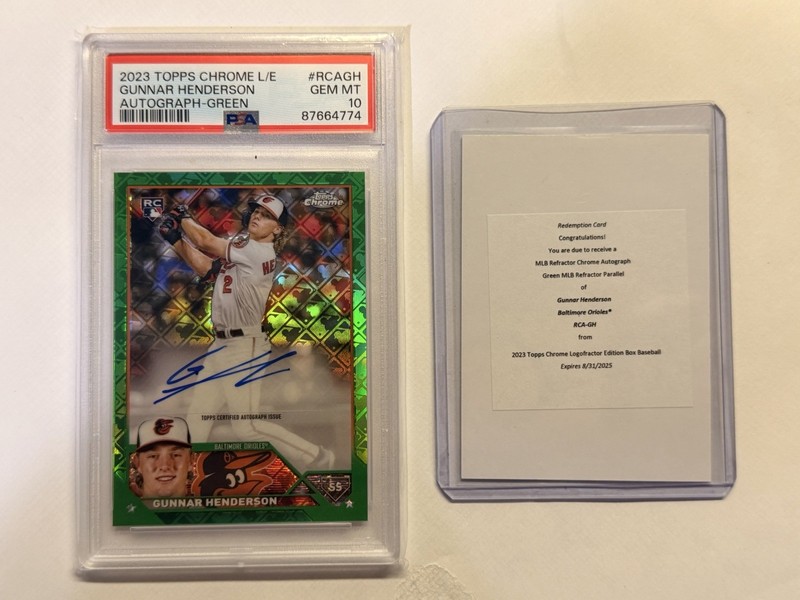 2023 Topps Chrome Logofractor Gunnar Henderson AUTO /99 RC PSA 10 #RCA-GH view 2