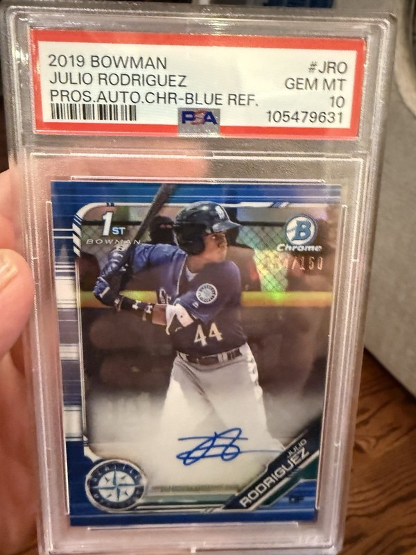 2019 Bowman Julio Rodriguez Chrome Auto 1st Blue Refractor /150 PSA 10