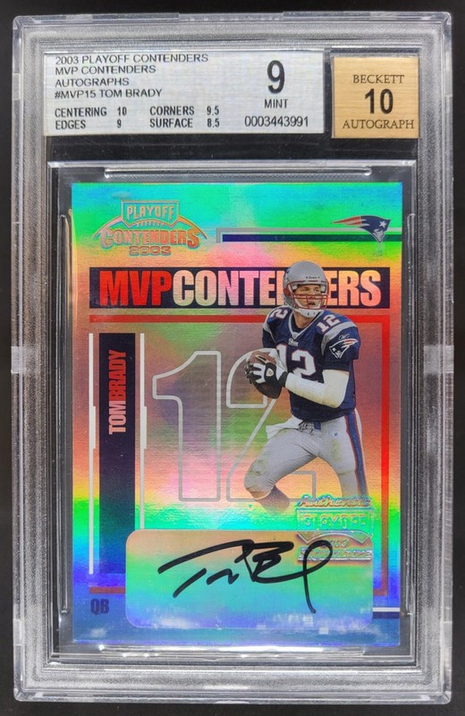 2003 Playoff Contenders Tom Brady MVP Auto /25 BGS 9 Patriots JG12