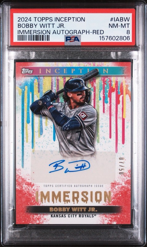 2024 Topps Inception - Bobby Witt Jr. Immersion Auto 07/50, Jersey Match PSA 8