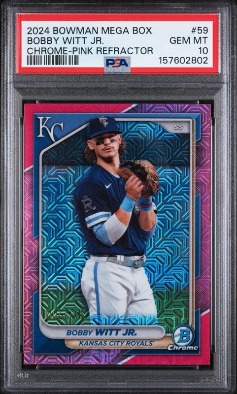 2024 Bowman Mega Box Chrome - Bobby Witt Jr. #1 Pink Mojo Refractor /199 PSA 10