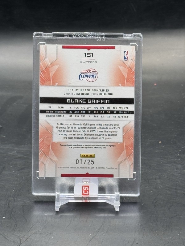 2009 Panini Limited Blake Griffin Rookie Patch Auto Phenoms 1/25 Clippers 1/1 RC view 2