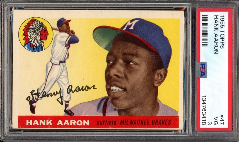 1955 Topps #47 Hank Aaron (2nd Year) PSA 3 Vintage HOF Baseball Card (3418)