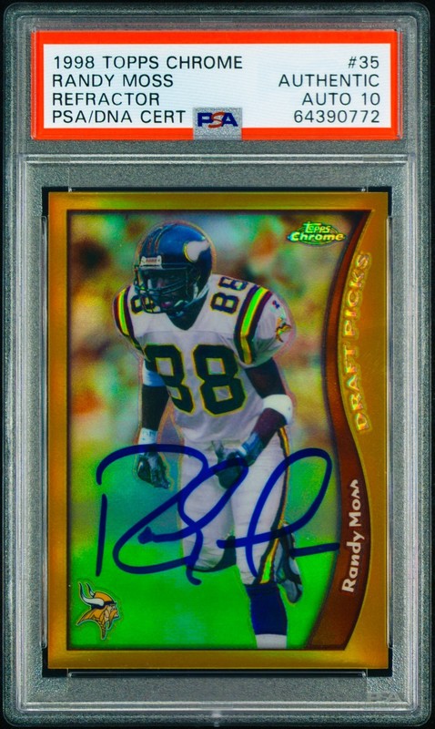 1998 Topps Chrome Refractor #35 Randy Moss RC Auto PSA/DNA 10 Vikings HOF 🔥