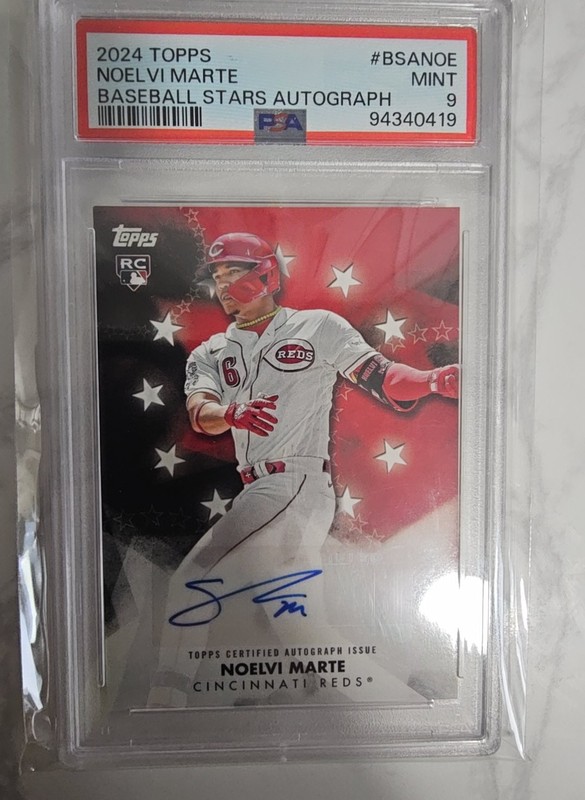 2024 Topps Baseball Stars Autograph Noelvi Marte #BSA-NOE RC AUTO PSA 9