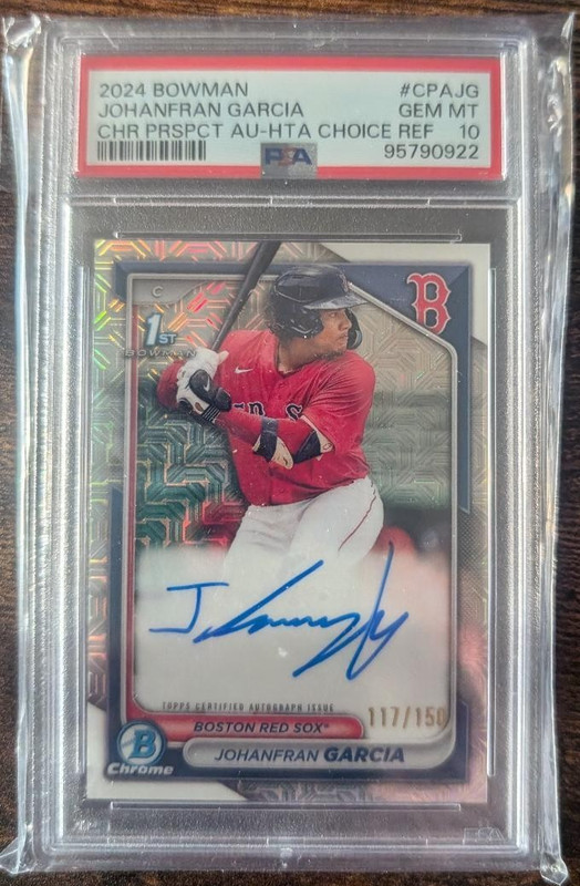 2024 BOWMAN CHROME JOHANFRAN GARCIA AUTO ROOKIE REFRACTOR #117/150 PSA 10!! view 1