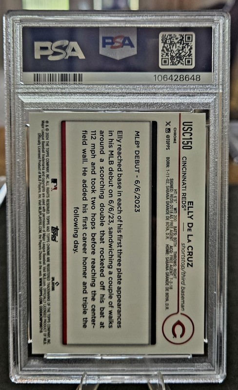 🔥2024 Topps Chrome Update Elly De La Cruz Green Refractor /99 RC PSA 10!!💎🔥 view 2