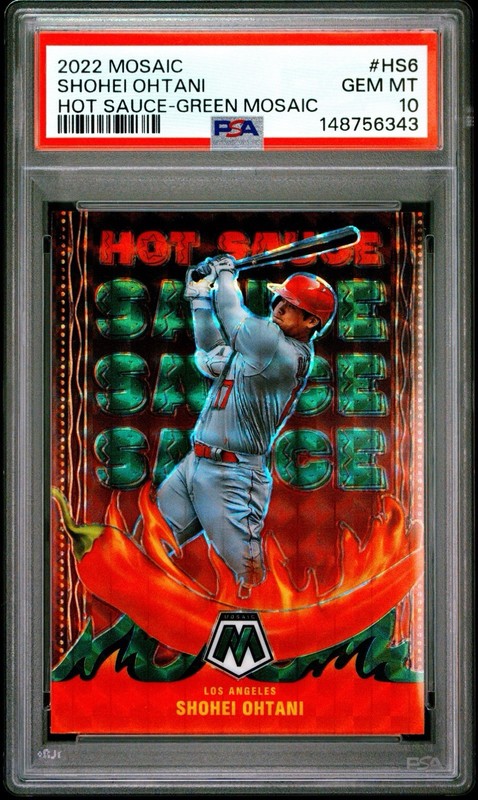 2022 Panini Mosaic Hot Sauce Green Mosaic #HS6 Shohei Ohtani PSA 10!! RARE 10!! view 2