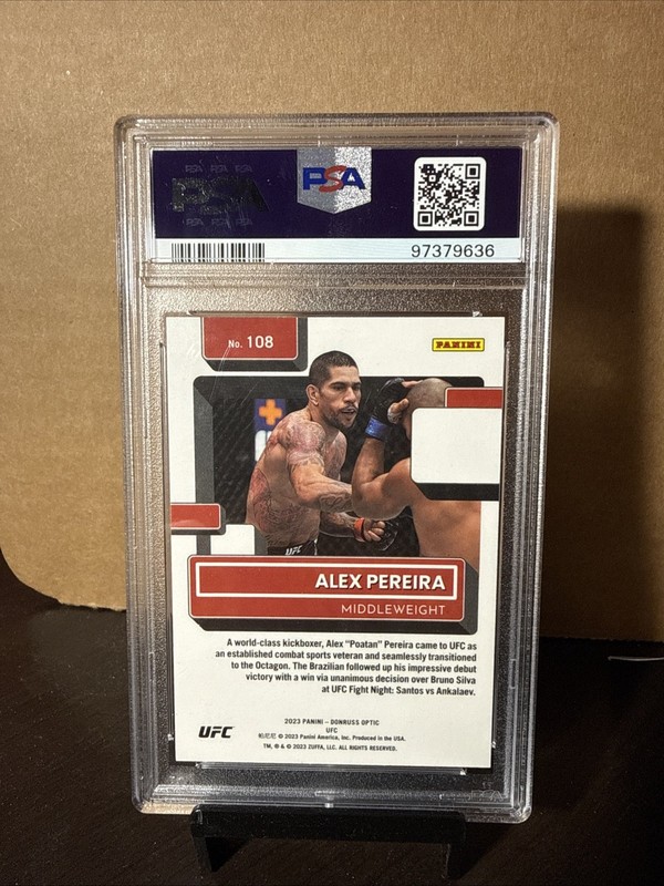 2023 Donruss Optic UFC Alex Pereira Rated Rookie PSA 10 view 2