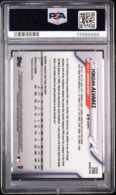2020 Topps Chrome Yordan Alvarez Rookie Refractor PSA 10 #200 (RC) - Astros view 2