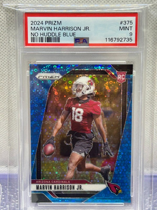 2024 Prizm - Marvin Harrison Jr. RC Rookie #375 No Huddle Blue Prizm /99 PSA 9 view 1