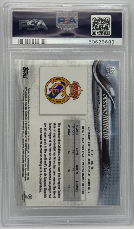CRISTIANO RONALDO - 2017 Topps Chrome UCL (Ball Visible) #93.1 PSA 10 GEM MT view 2