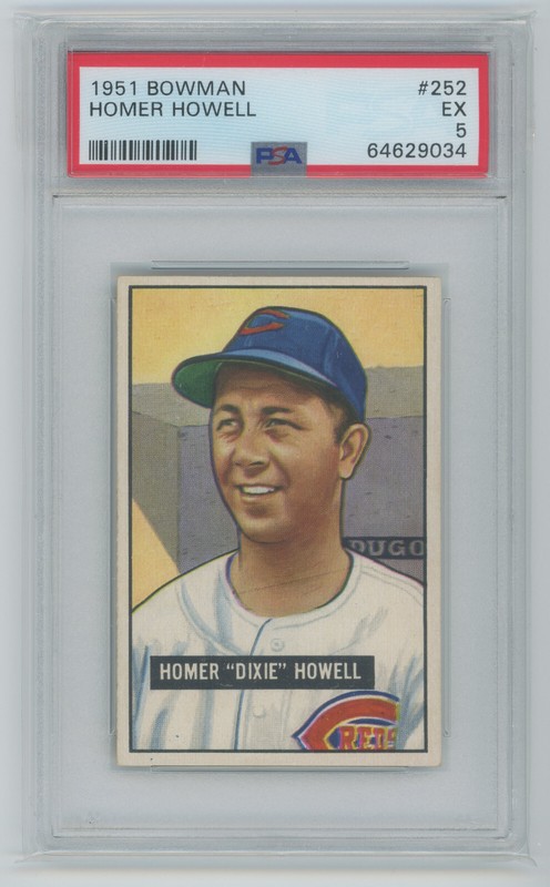 1951 Bowman #252 Homer Dixie Howell PSA 5 Cincinnati Reds Vintage Baseball Card
