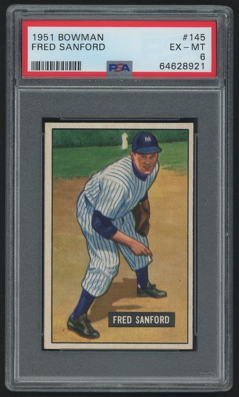 1951 Bowman 145 Fred Sanford New York Yankees  PSA 6 Vintage Baseball Card