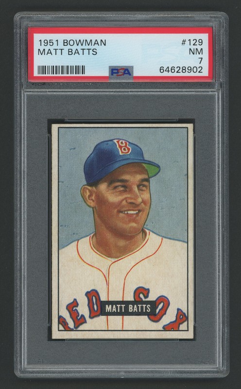 1951 Bowman 129 Matt Batts Boston Red Sox PSA 7 Vintage Baseball Card