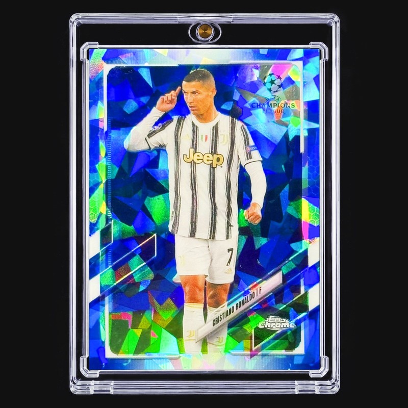 CRISTIANO RONALDO BLUE ATOMIC REFRACTOR Chrome Parallel Topps World Cup GOAT