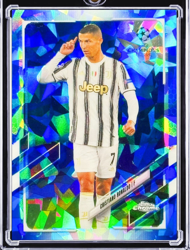 CRISTIANO RONALDO BLUE ATOMIC REFRACTOR Chrome Parallel Topps World Cup GOAT view 2