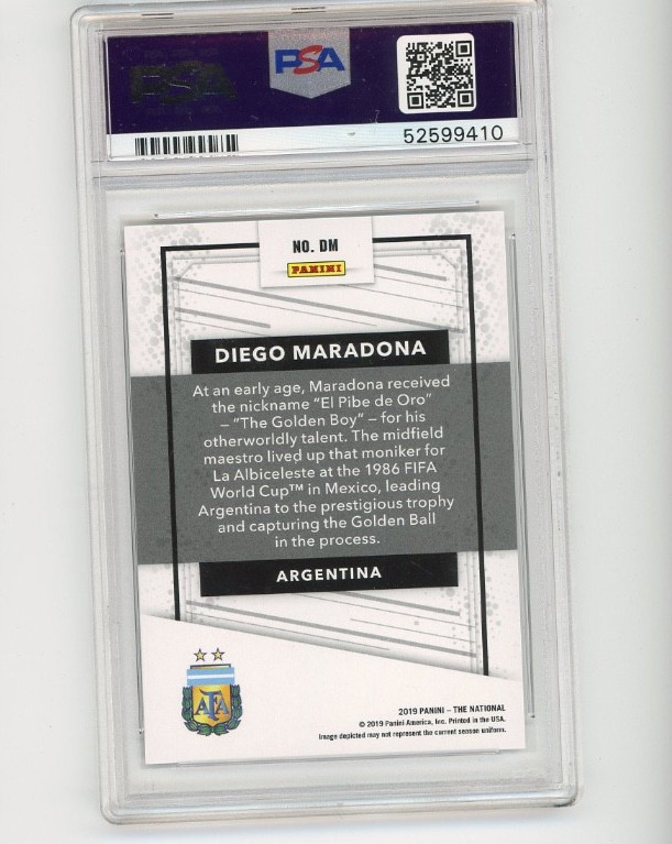 2019 Panini National Convention - Legends Diego Maradona #DM /299 PSA 9 view 2