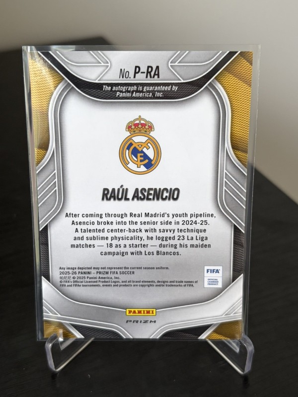 2025-26 Panini Prizm FIFA Raul Asencio Penmanship Choice Prizm Auto  view 2