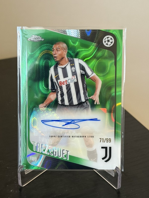 2025-26 Topps Chrome UEFA Club David Trezeguet, Juventus AUTO GREEN LAVA /99