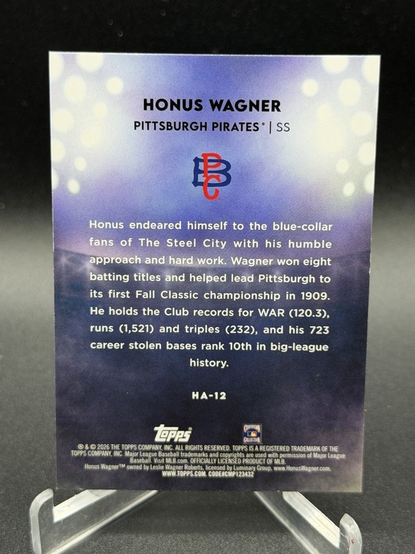 2026 Topps #HA-12 Honus Wagner Home Field Advantage view 2