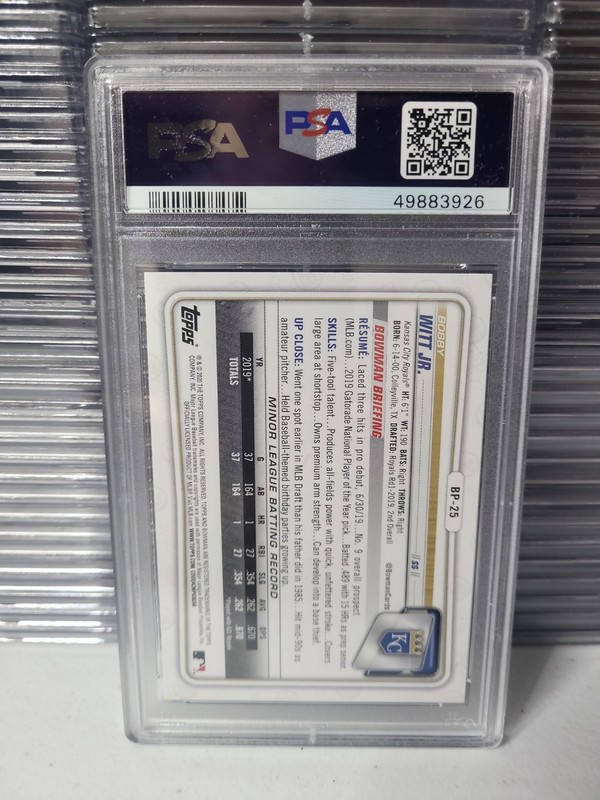 Bobby Witt Jr 2020 Bowman 1st Bowman Paper Prospects PSA 10 view 2