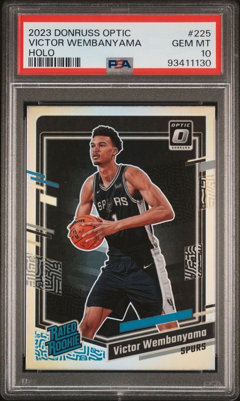 VICTOR WEMBANYAMA PSA 10 2023-24 DONRUSS OPTIC HOLO SILVER #225 ROOKIE- SPURS RC