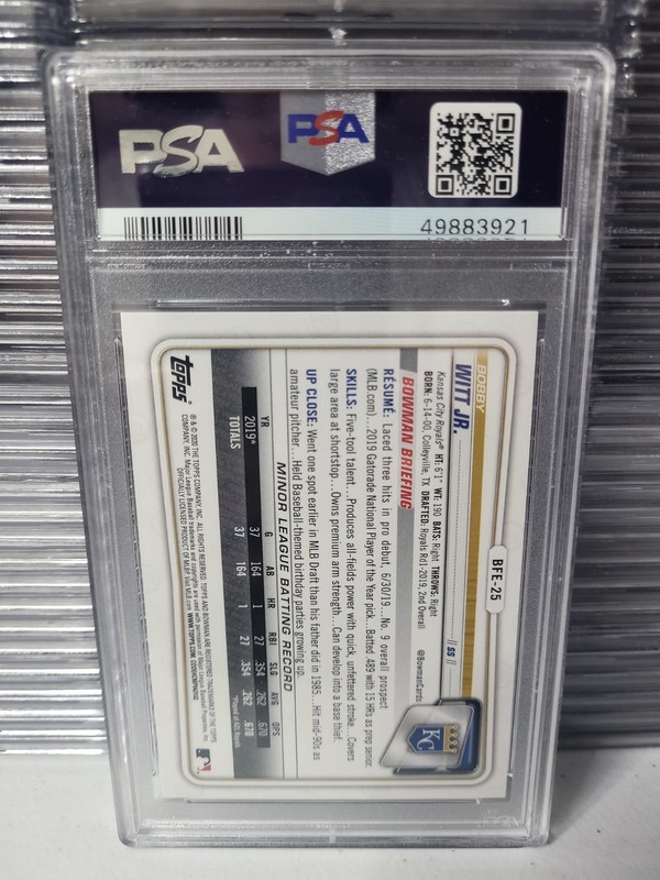 2020 Bowman 1ST EDITION Bobby Witt Jr. BFE25 PSA 9 MINT 1ST BOWMAN Rookie view 2