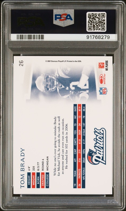 2007 Donruss Threads #26 TOM BRADY - PSA 6 EX-MT view 2
