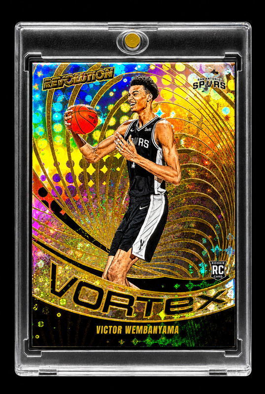 VICTOR WEMBANYAMA ROOKIE BLACK GOLD DISCO REFRACTOR Spurs Insert Holo 2023-24 view 2