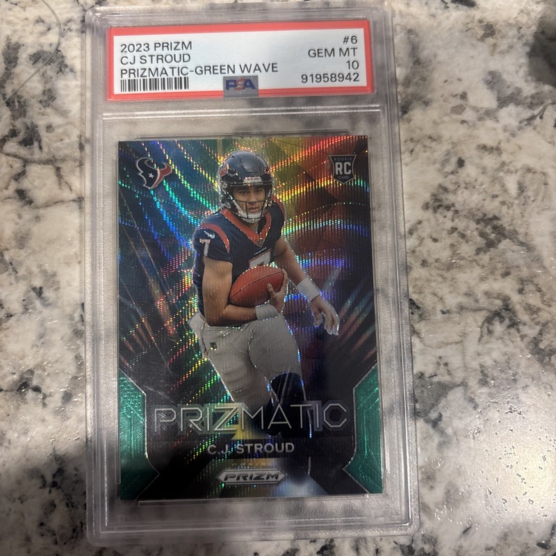 CJ Stroud 2023 Prizm #6 Prizmatic Green Wave PSA 10 Gem Mint Rookie Card Houston