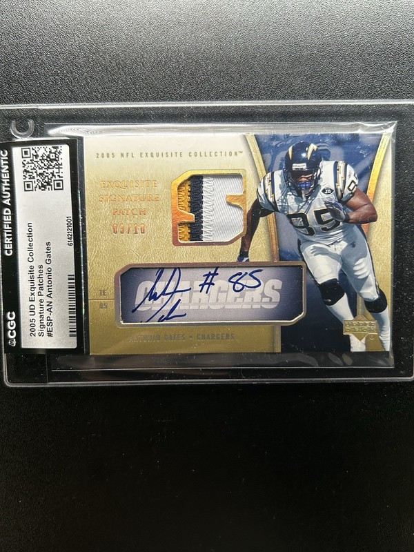 2005 UD Exquisite Collection Signature Patches /10 Antonio Gates Game Used Auto view 2