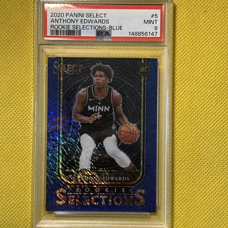 Panini 2020-21 Select Anthony Edwards #5 Blue Prizm PSA 9 Timberwolves Rc Rookie