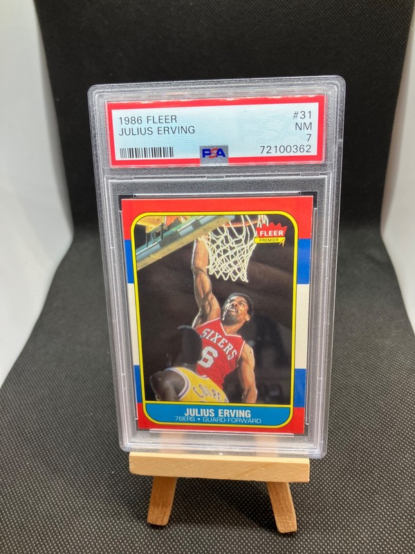 Julius Erving Dr. J 1986-87 Fleer VINTAGE #31 PSA 7 76ers NBA HOFer 👀🔔🇺🇸🏀🔥
