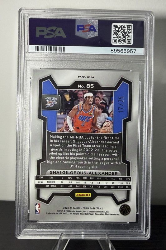 Prizm 2023-24 Shai Gilgeous-Alexander Mojo Prizm /25 PSA 9 view 2