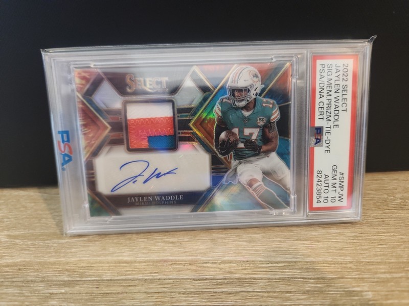 2022 Select Jaylen Waddle Tie-Dye 12/25 PSA 10, Auto 10 🔥Pop 1