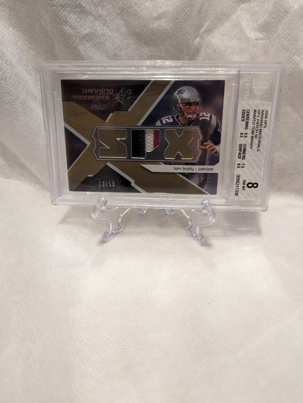 Tom Brady 3-Color Game Used/Worn Patch 2008 Winning Materials WM-TO  /50  BGS 8