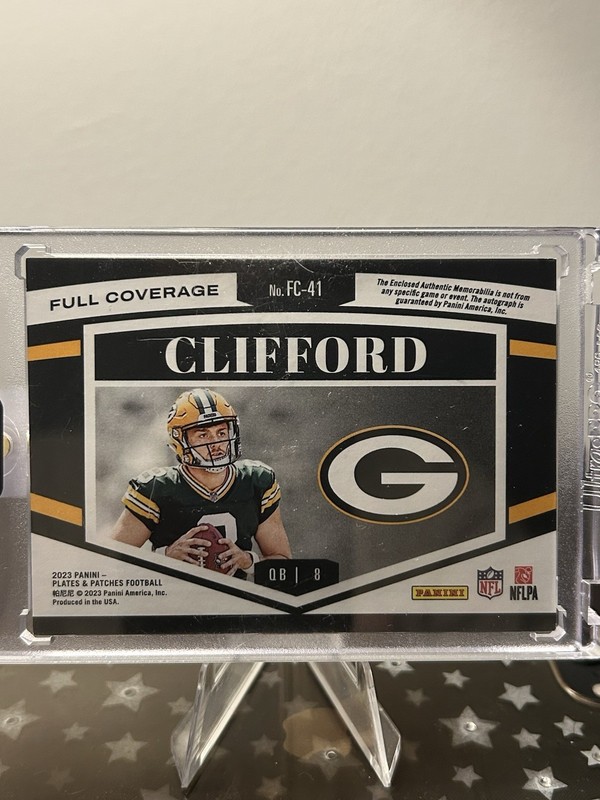 2023 Panini Plates & Patches - Sean Clifford NFL Shield 1/1 Auto RPA (RC) view 2