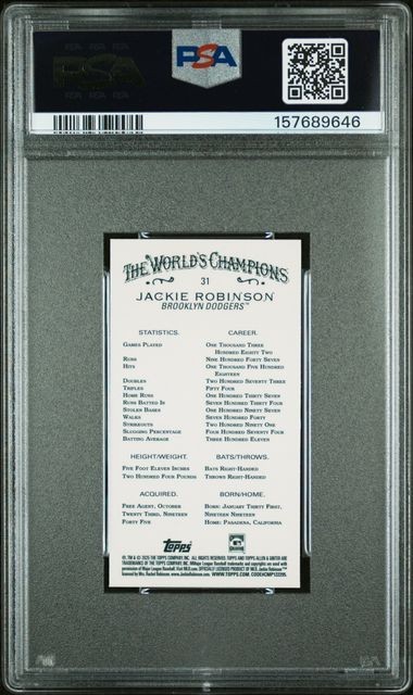 JACKIE ROBINSON 2025 Topps A & G CHROME—MINI #31 PSA 10 GEM MT HOF POP 3 view 2